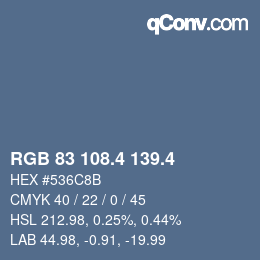 カラーコード: RGB 83 108.4 139.4 | qconv.com