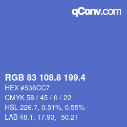 カラーコード: RGB 83 108.8 199.4 | qconv.com