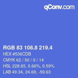 カラーコード: RGB 83 108.8 219.4 | qconv.com