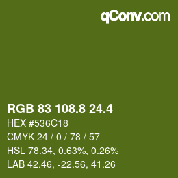 カラーコード: RGB 83 108.8 24.4 | qconv.com