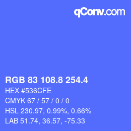カラーコード: RGB 83 108.8 254.4 | qconv.com