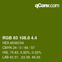 カラーコード: RGB 83 108.8 4.4 | qconv.com