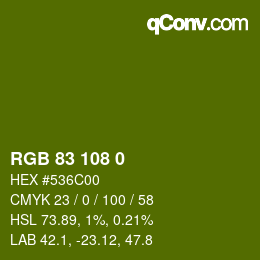 颜色代码: RGB 83 108 0 | qconv.com