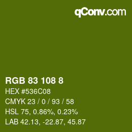 Color code: RGB 83 108 8 | qconv.com