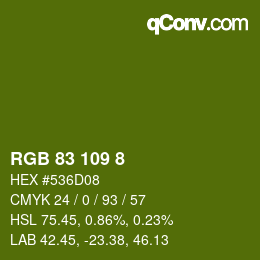 Color code: RGB 83 109 8 | qconv.com