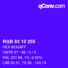 カラーコード: RGB 83 10 255 | qconv.com