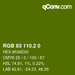 カラーコード: RGB 83 110.2 0 | qconv.com