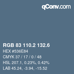 カラーコード: RGB 83 110.2 132.6 | qconv.com