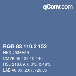 カラーコード: RGB 83 110.2 153 | qconv.com