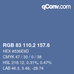 カラーコード: RGB 83 110.2 157.6 | qconv.com