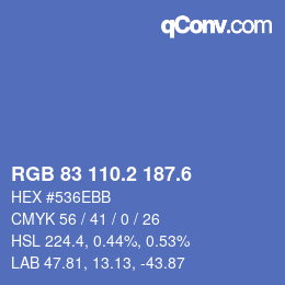 カラーコード: RGB 83 110.2 187.6 | qconv.com