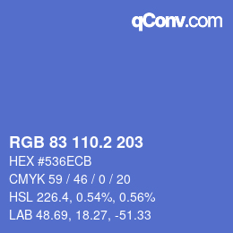 カラーコード: RGB 83 110.2 203 | qconv.com