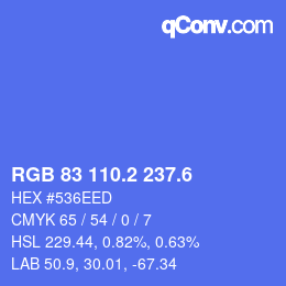 カラーコード: RGB 83 110.2 237.6 | qconv.com