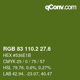 カラーコード: RGB 83 110.2 27.6 | qconv.com