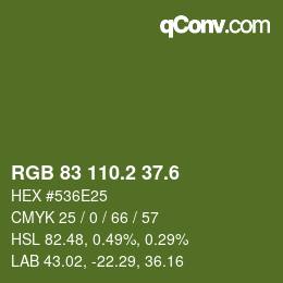 カラーコード: RGB 83 110.2 37.6 | qconv.com