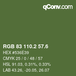 カラーコード: RGB 83 110.2 57.6 | qconv.com