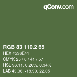 カラーコード: RGB 83 110.2 65 | qconv.com