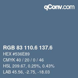 カラーコード: RGB 83 110.6 137.6 | qconv.com