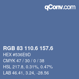 カラーコード: RGB 83 110.6 157.6 | qconv.com