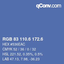 カラーコード: RGB 83 110.6 172.6 | qconv.com