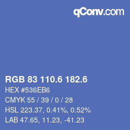 カラーコード: RGB 83 110.6 182.6 | qconv.com