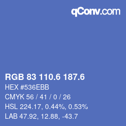 カラーコード: RGB 83 110.6 187.6 | qconv.com