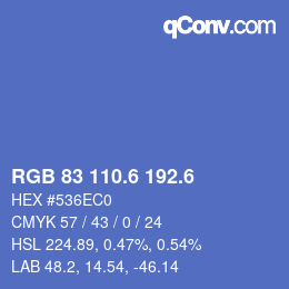 カラーコード: RGB 83 110.6 192.6 | qconv.com