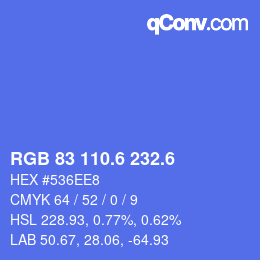 カラーコード: RGB 83 110.6 232.6 | qconv.com