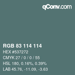 Color code: RGB 83 114 114 | qconv.com