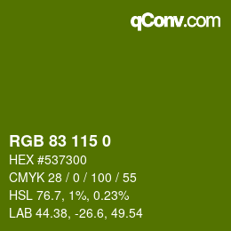 Color code: RGB 83 115 0 | qconv.com
