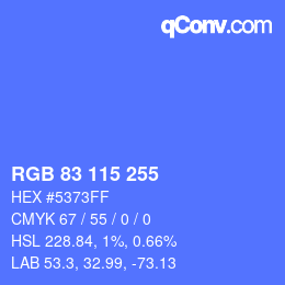 颜色代码: RGB 83 115 255 | qconv.com
