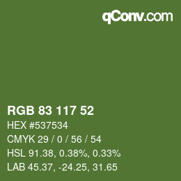 颜色代码: RGB 83 117 52 | qconv.com