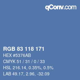 Farbcode: RGB 83 118 171 | qconv.com