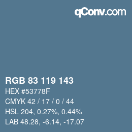 Color code: RGB 83 119 143 | qconv.com