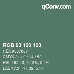 Color code: RGB 83 120 103 | qconv.com