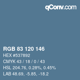 カラーコード: RGB 83 120 146 | qconv.com