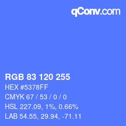 Color code: RGB 83 120 255 | qconv.com