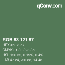 Color code: RGB 83 121 87 | qconv.com