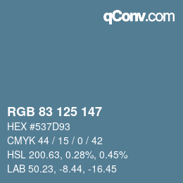 Código de color: RGB 83 125 147 | qconv.com