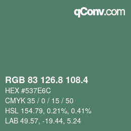カラーコード: RGB 83 126.8 108.4 | qconv.com