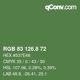 Color code: RGB 83 126.8 72 | qconv.com