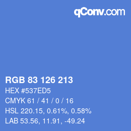 Farbcode: RGB 83 126 213 | qconv.com