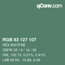 カラーコード: RGB 83 127 107 | qconv.com