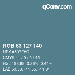 Color code: RGB 83 127 140 | qconv.com