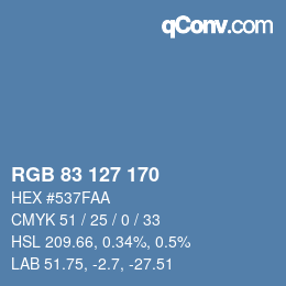 カラーコード: RGB 83 127 170 | qconv.com