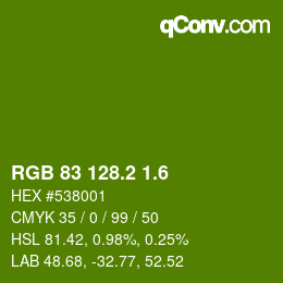 カラーコード: RGB 83 128.2 1.6 | qconv.com