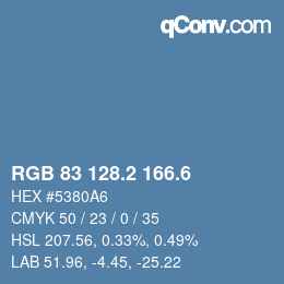 カラーコード: RGB 83 128.2 166.6 | qconv.com