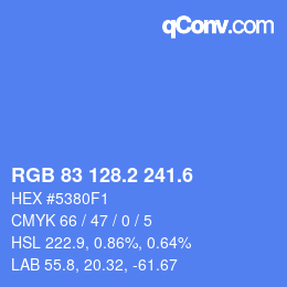 カラーコード: RGB 83 128.2 241.6 | qconv.com