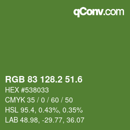 カラーコード: RGB 83 128.2 51.6 | qconv.com
