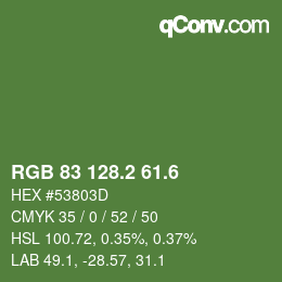 カラーコード: RGB 83 128.2 61.6 | qconv.com